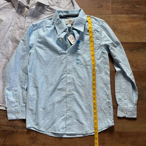 Set of 2 Boys Button-Down Shirt XL (14) Blue/ Grey Striped Clearance
